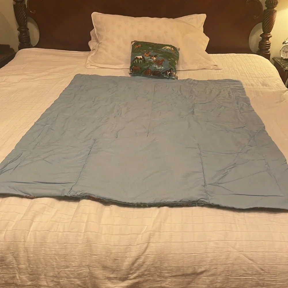 comforter & matching pillow bedding set horses girls or boys blue